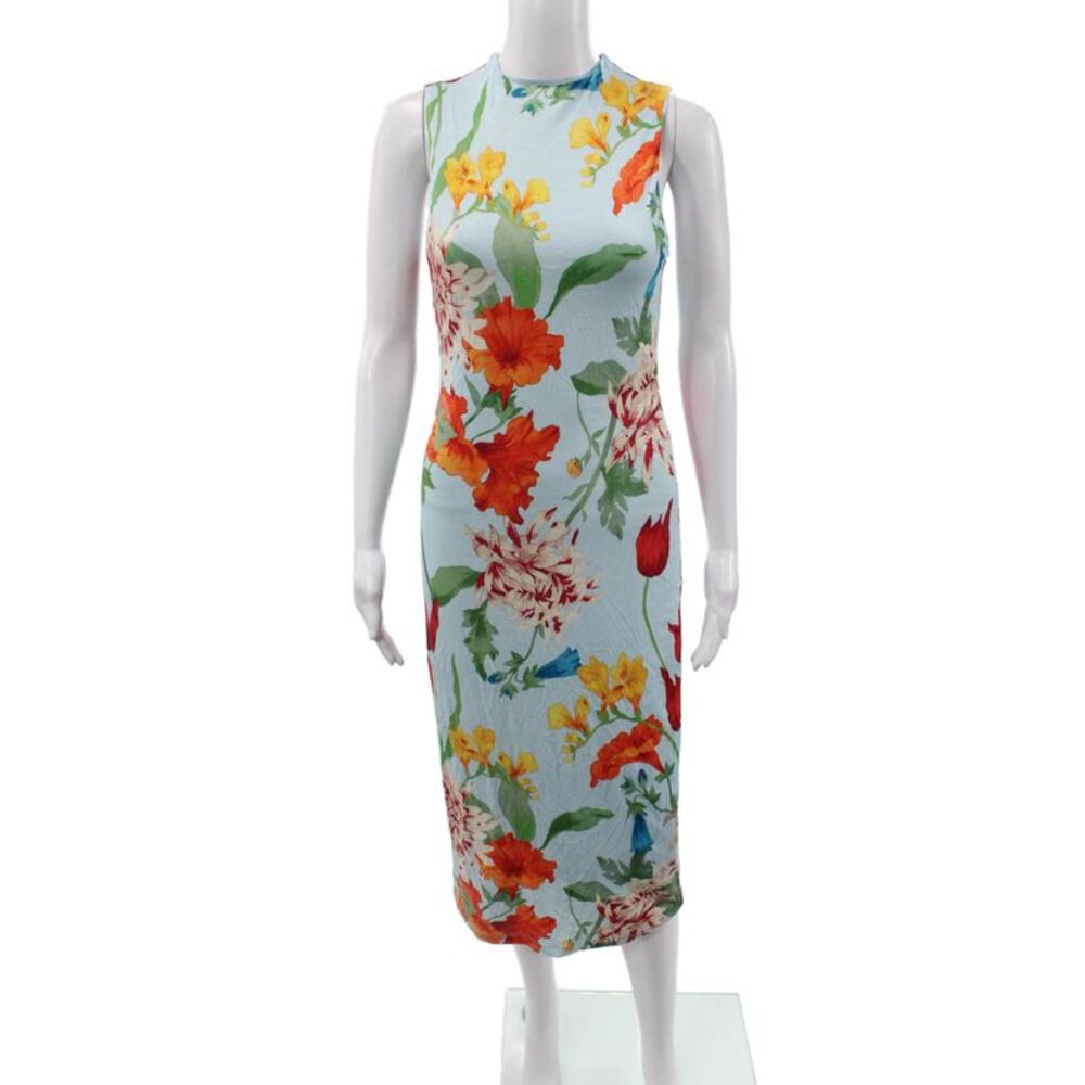 Alice + Olivia Women Bodycon Blue Floral Sleeveless Dress Size 6